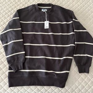 Marine Layer Charcoal and White Striped Sweatshirt